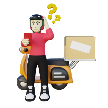 Confused deliveryman  3D Illustration