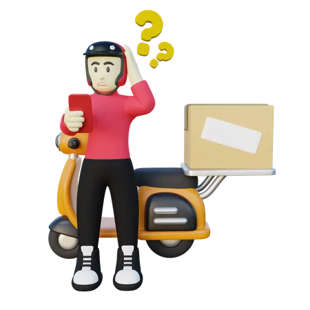 Confused deliveryman  3D Illustration