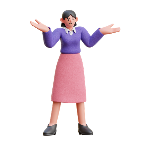 Confused Female  3D Illustration