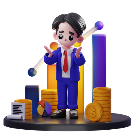 Confused Financial Advisor  3D Illustration