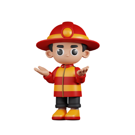 Confused Fireman  3D Illustration