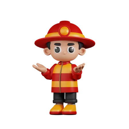 Confused Fireman  3D Illustration