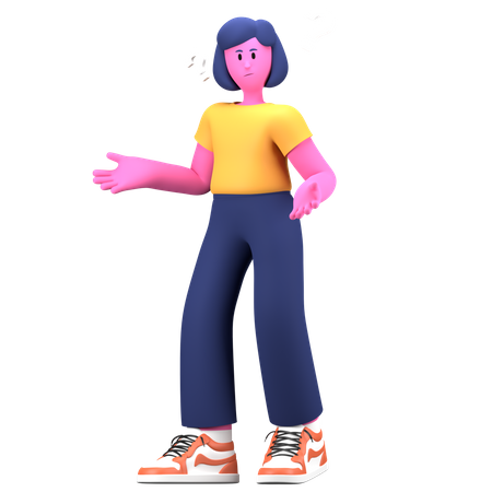 Confused Girl  3D Illustration