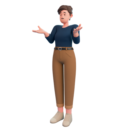 Confused Girl  3D Illustration