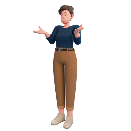 Confused Girl  3D Illustration