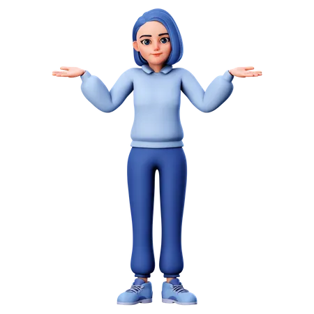 Confused girl  3D Illustration