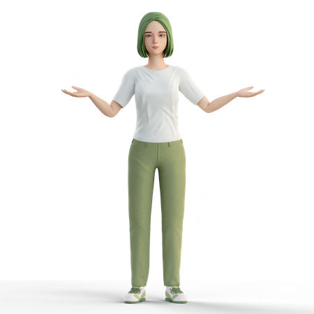 Confused girl  3D Illustration