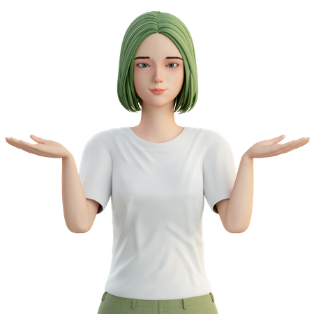 Confused girl  3D Illustration