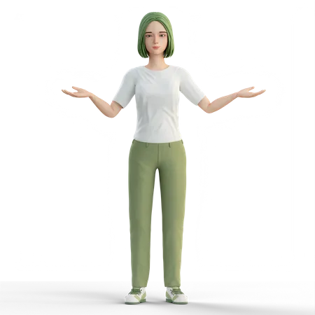 Confused girl  3D Illustration