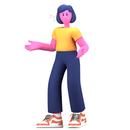 Confused Girl  3D Illustration