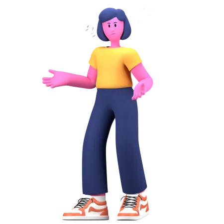 Confused Girl  3D Illustration