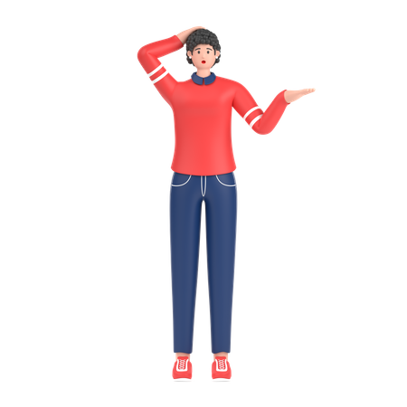 Confused girl holding hands on waist pose  3D Illustration