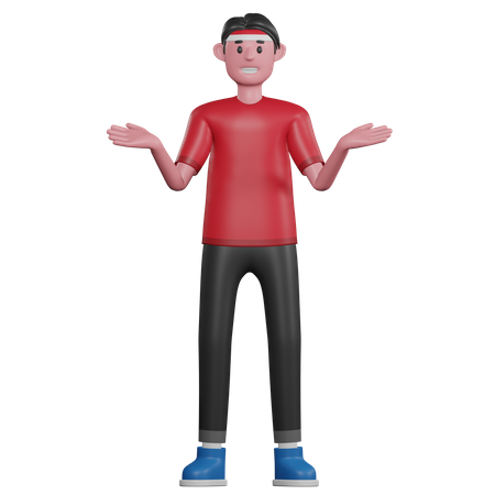 Confused Indonesian Man  3D Illustration