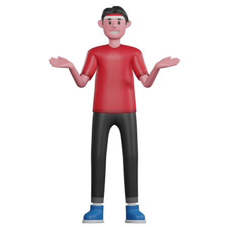Confused Indonesian Man 3D Illustration