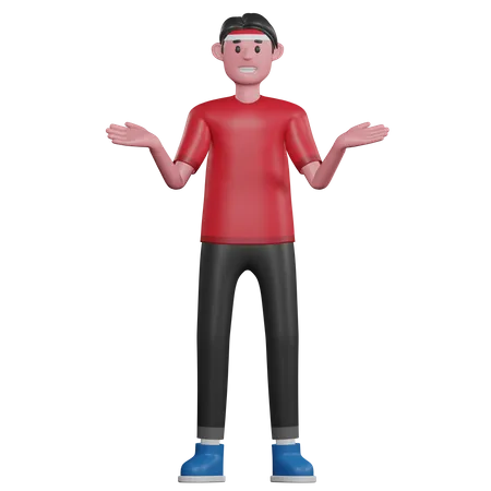 3 D Character Of Indonesia Man Showing Confused Sign Or Gesture 3D Illustration