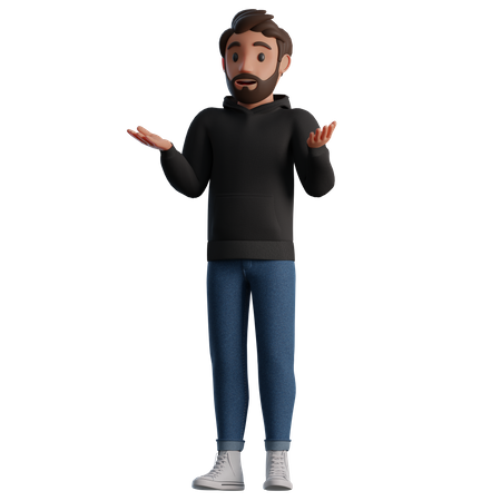 Confused man  3D Illustration