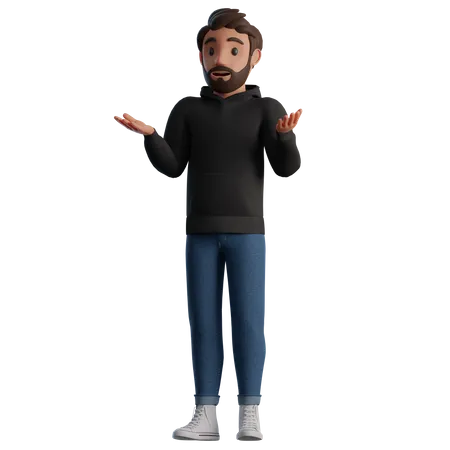 Confused man  3D Illustration