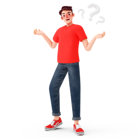 Confused man  3D Illustration