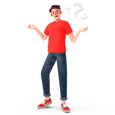 Confused man  3D Illustration