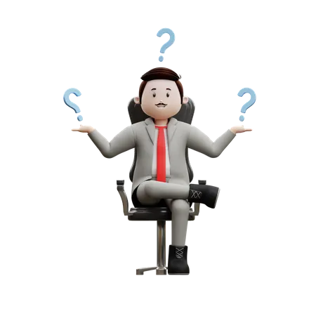 Confused Man Asking Question  3D Illustration