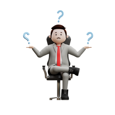 Confused Man Asking Question  3D Illustration