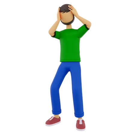 Confused Man Is Standing With Both His Hand  3D Illustration