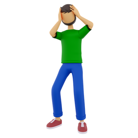 Confused Man Is Standing With Both His Hand  3D Illustration