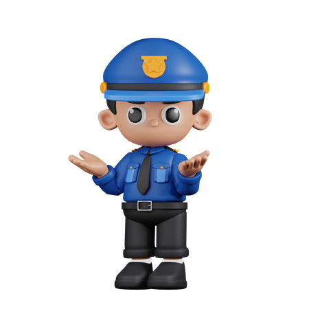 Confused Policeman  3D Illustration