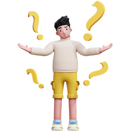 Confused Standing  3D Illustration