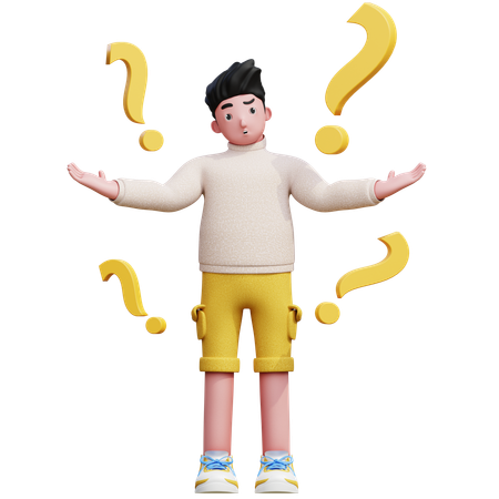 Confused Standing  3D Illustration