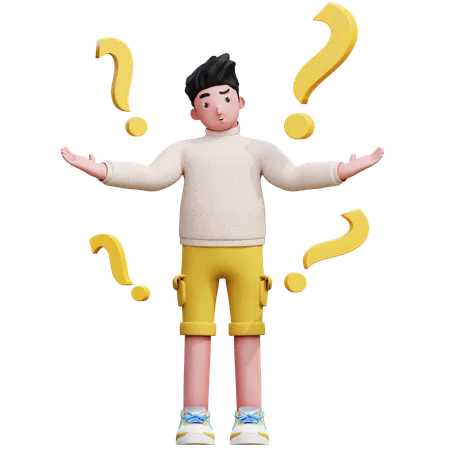 Confused Standing  3D Illustration