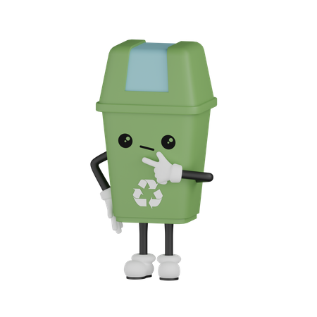 Confused Trash Bin  3D Illustration