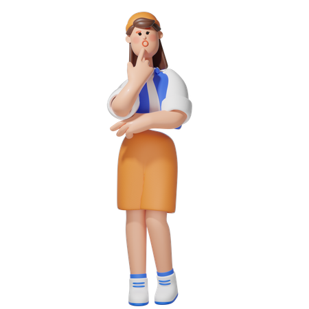 困惑した女性  3D Illustration