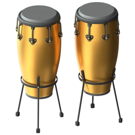 3 D Illustration Of A Black And Gold Conga 3D Icon
