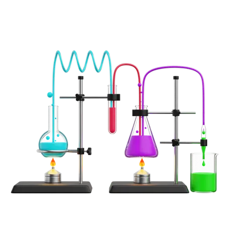 Conjunto de experimentos químicos  3D Illustration