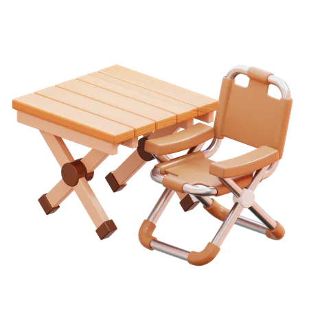 Conjunto de mesa e cadeira dobráveis  3D Icon