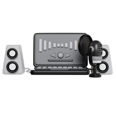Conjunto de podcasts  3D Icon