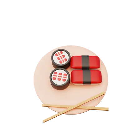 Conjunto de sushi  3D Illustration