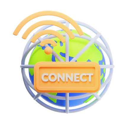 Connect-Schild über Weltkugel  3D Icon