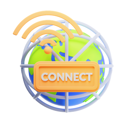 Connectez-vous signe sur le globe terrestre  3D Icon