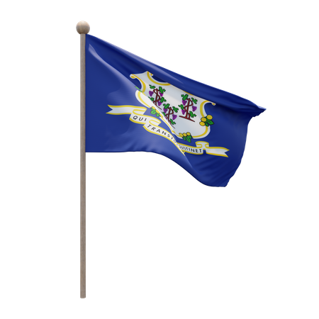 Connecticut Flag Pole  3D Flag