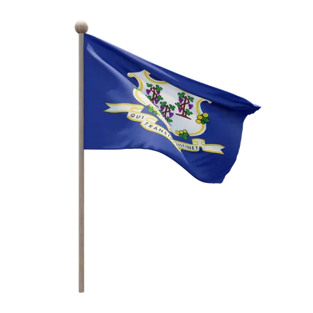 Connecticut Flag Pole  3D Flag
