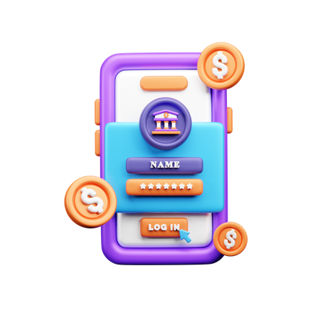 Connexion aux services bancaires mobiles  3D Icon