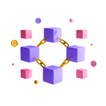 Connexion Crypto Blockchain  3D Illustration