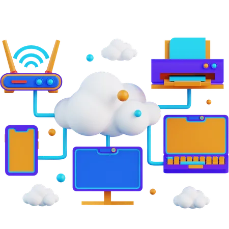 Connexion d'un appareil cloud  3D Icon