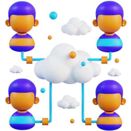 Connexion utilisateur cloud  3D Icon