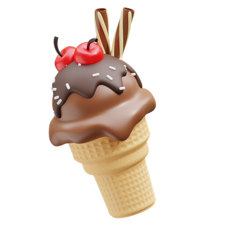 Cono de helado de chocolate  3D Icon