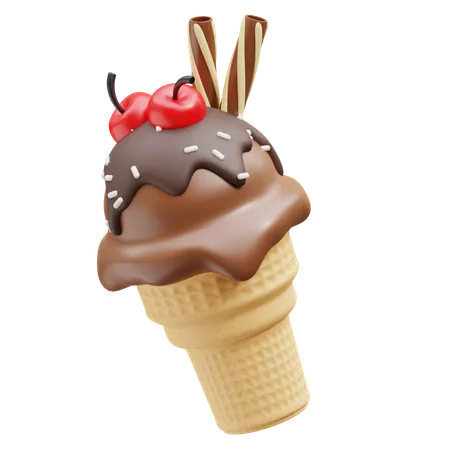 Cono de helado de chocolate  3D Icon