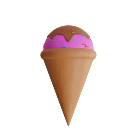 Cono de helado de fresa  3D Icon