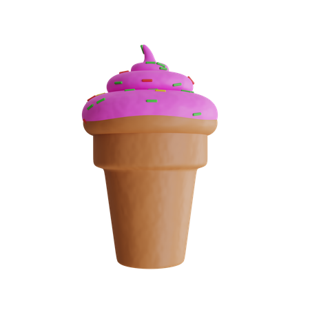 Cono de helado de fresa  3D Icon